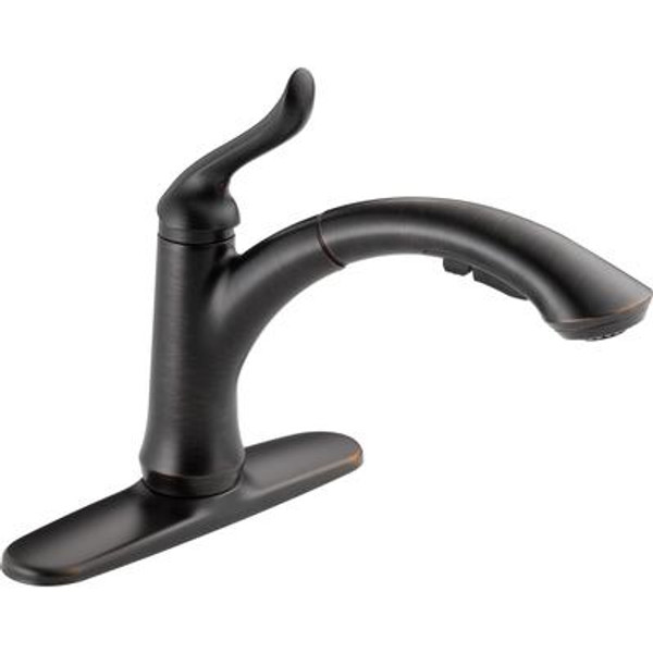 Linden Single-Handle Pull-Out Sprayer Kitchen Faucet in Venetian Bronze featuring Multi-Flow