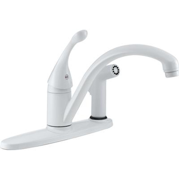 Collins Single-Handle Side Sprayer Kitchen Faucet in White