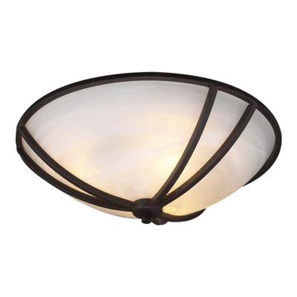 Contemporary Beauty 2 Light Flush Mount with Marbleized Glass and Oil Rubbed Bronze Finish