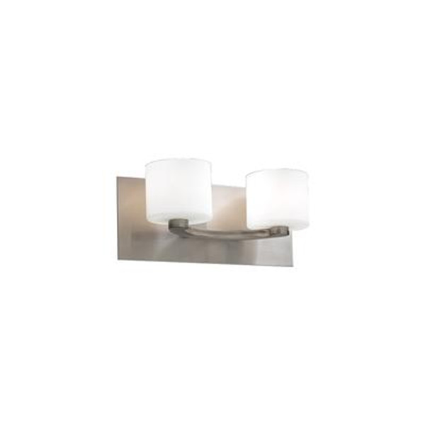 Contemporary Beauty 2 Light Bath Light with Matte Opal Glass and Satin Nickel Finish