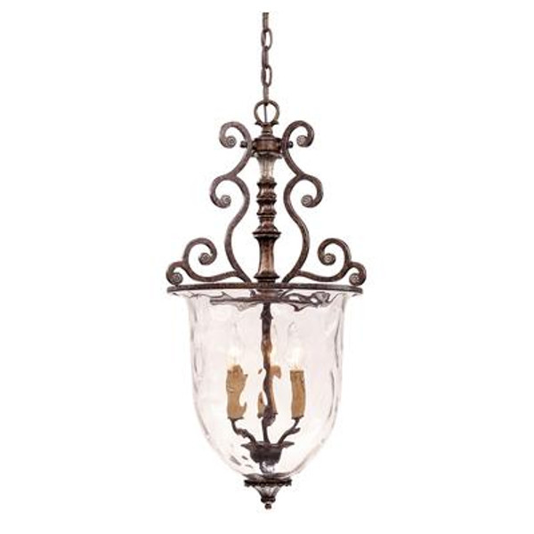 Satin 3 Light Bronze Incandescent Pendant With Clear Glass