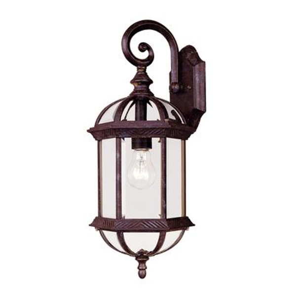 Satin 1 Light Bronze Incandescent Outdoor Wall Mount With Clear Glass