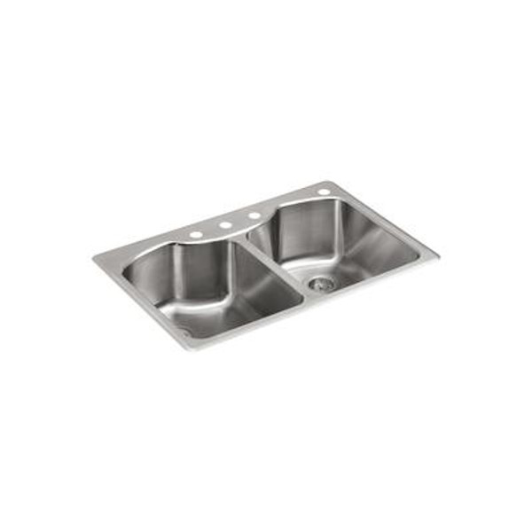 Octave Top-Mount Double Bowl Kitchen Sink in Stainless Steel