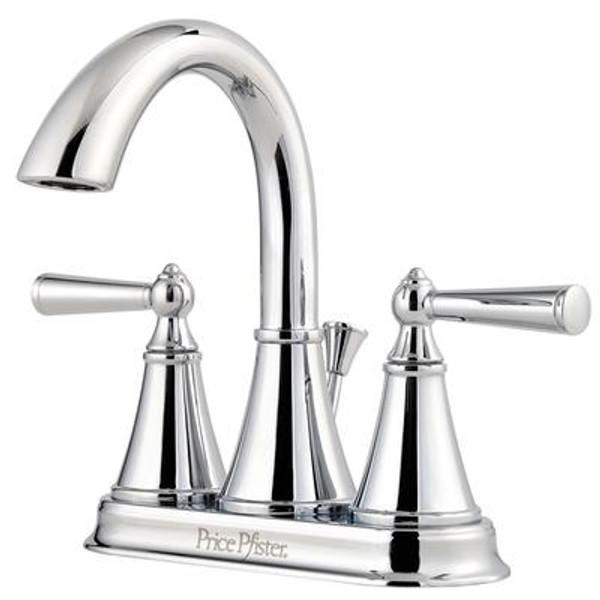 Saxton 2-Handle High-Arc 4 inch Centerset Bathroom Faucet in Polished Chrome