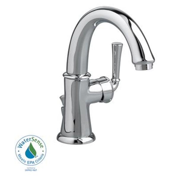 Portsmouth Monoblock Single Hole 1-Handle Mid-Arc Bathroom Faucet with Speed Connect Drain in Polished Chrome