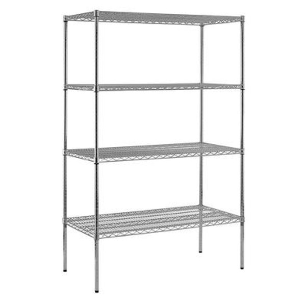 4-Shelf 86 Inch H x 48 Inch W x 24 Inch D Heavy Duty NSF Certified Chrome Wire Shelving