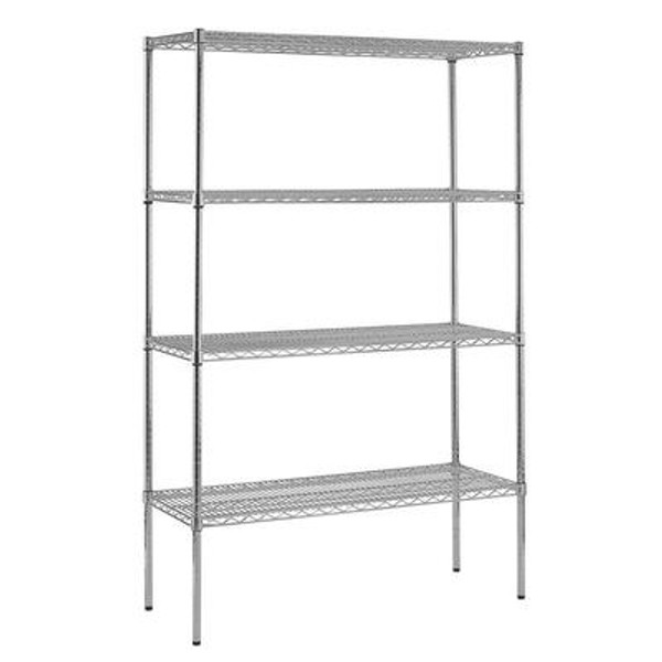 4-Shelf 86 Inch H x 48 Inch W x 18 Inch D Heavy Duty NSF Certified Chrome Wire Shelving