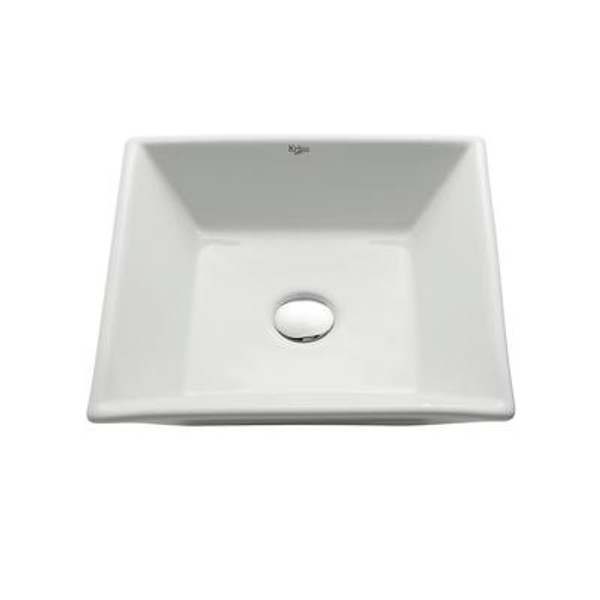 White Square Ceramic Sink with Pop Up Drain Oil Rubbed Bronze