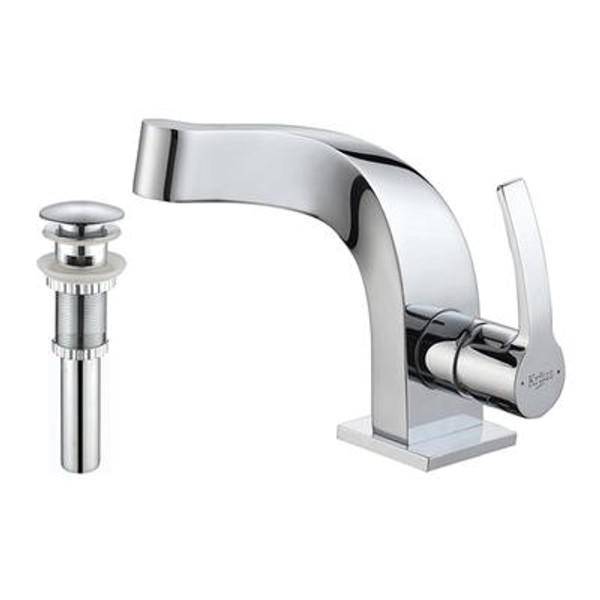 Typhon Single Lever Basin Faucet and Pop Up Drain with Overflow Chrome