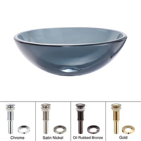 Clear Black Glass Vessel Sink with PU-MR Oil Rubbed Bronze