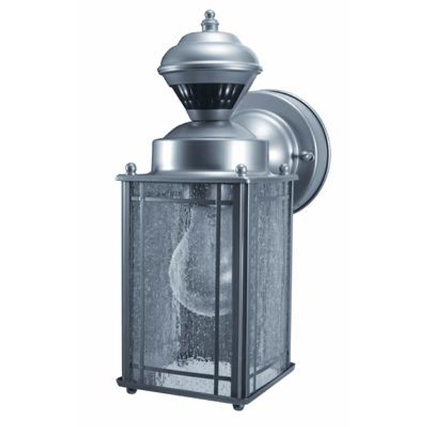 Heath Zenith 150 Degree Shaker Cove Lantern with Seeded Glass - Silver