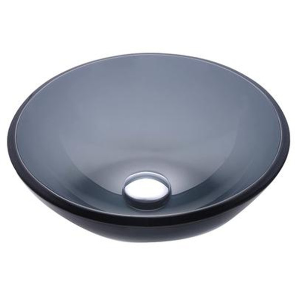 Clear Black 14 Inch Glass Vessel Sink with PU-MR Chrome