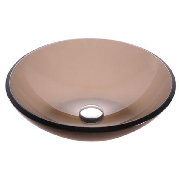 Clear Brown Glass Vessel Sink with PU-MR Oil Rubbed Bronze
