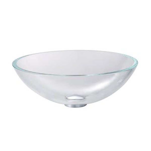 Crystal Clear Glass Vessel Sink with PU-MR Gold