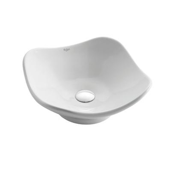 White Tulip Ceramic Sink with Pop Up Drain Oil Rubbed Bronze