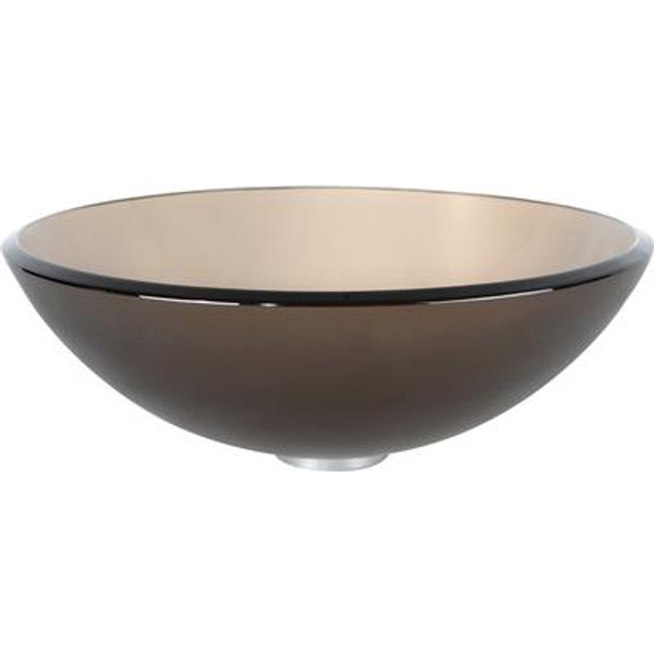 Frosted Brown Glass Vessel Sink with PU-MR Gold