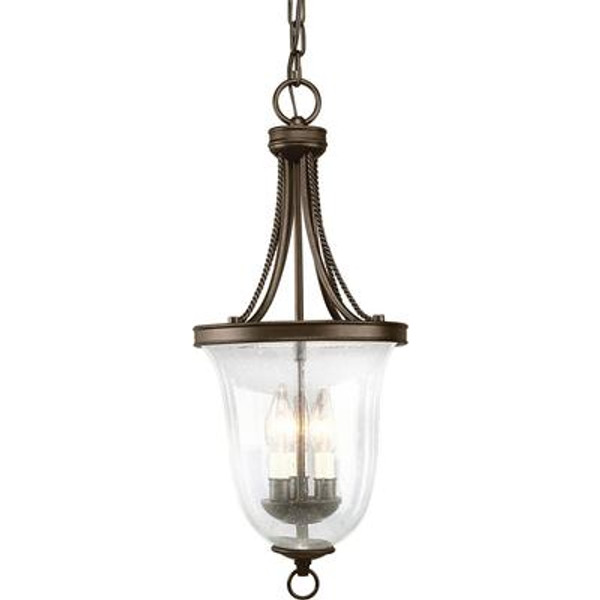 Seeded Glass Collection 3 Light Antique Bronze Foyer Pendant