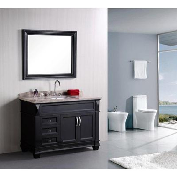 Hudson-San Marino 48 Inches W x 22 Inches D x 34 Inches H Vanity in Espresso with Marble Vanity Top in Badel Gray and Mirror (Faucet not included)