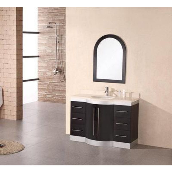 Jade 48 Inches Vanity in Espresso with Granite Vanity Top in Cream and Mirror (Faucet not included)