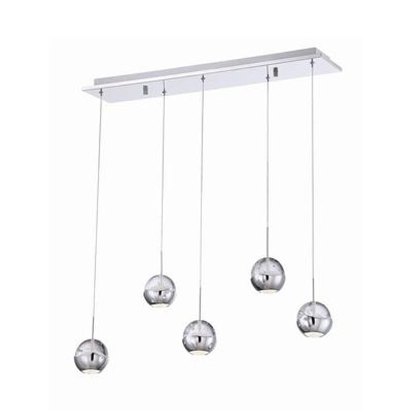 Ice Collection 5 Light Chrome & Clear LED Linear Pendant