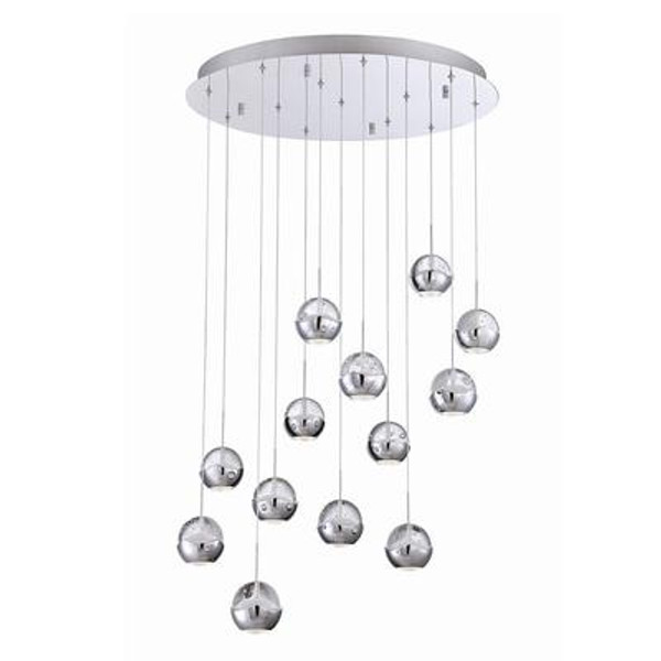 Ice Collection 13 Light Chrome & Clear LED Round Pendant