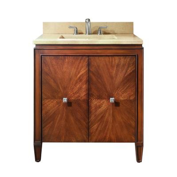 Brentwood 31 Inch Vanity with Galala Beige Marble Top in New Walnut Finish (Faucet not included)