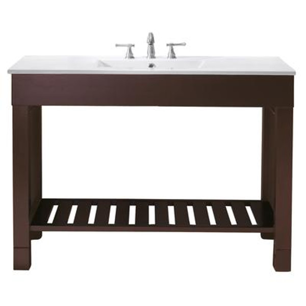 Loft 48 Inch Vanity with Integrated VC Top in Dark Walnut Finish (Faucet not included)