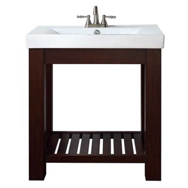 Lexi 30 Inch Vanity with Integrated Vitreous China Top in Light Espresso Finish (Faucet not included)