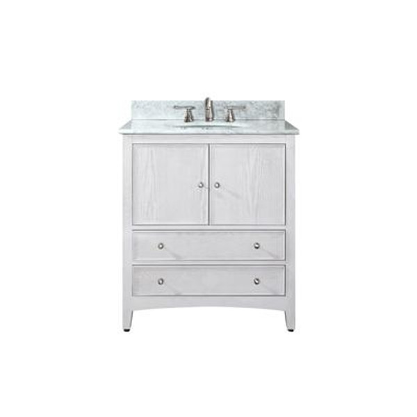 Westwood 24 Inch Vanity with Carrera White Marble Top And Sink in White Washed Finish (Faucet not included)