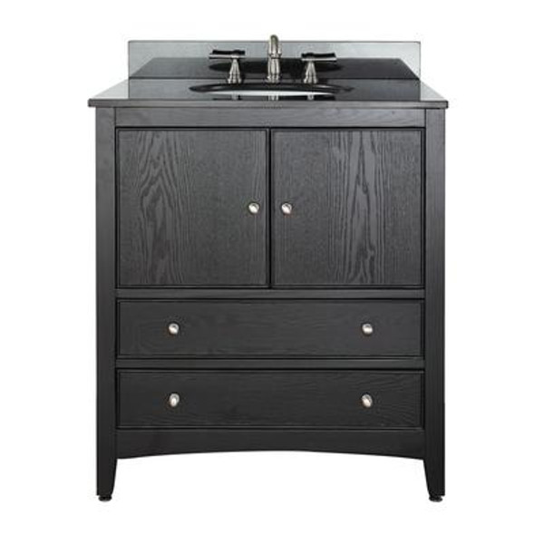 Westwood 30 Inch Vanity with Black Granite Top And Sink in Dark Ebony Finish (Faucet not included)