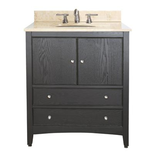 Westwood 30 Inch Vanity with Galala Beige Marble Top And Sink in Dark Ebony Finish (Faucet not included)