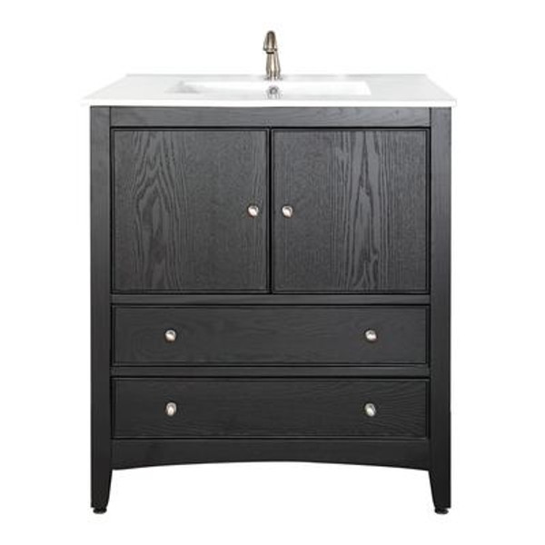 Westwood 24 Inch Vanity with Integrated Vitreous China Top in Dark Ebony Finish (Faucet not included)