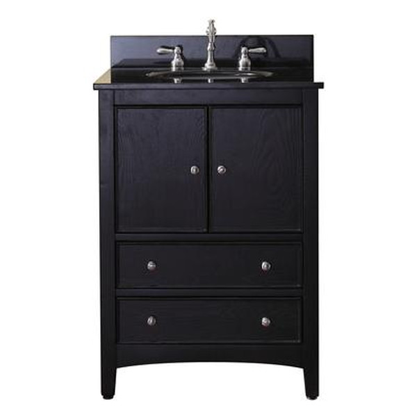 Westwood 24 Inch Vanity with Black Granite Top And Sink in Dark Ebony Finish (Faucet not included)