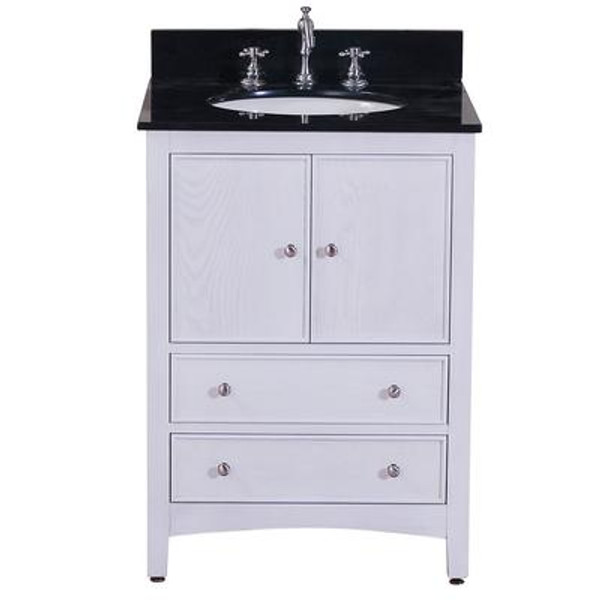 Westwood 24 Inch Vanity with Black Granite Top And Sink in White Washed Finish (Faucet not included)