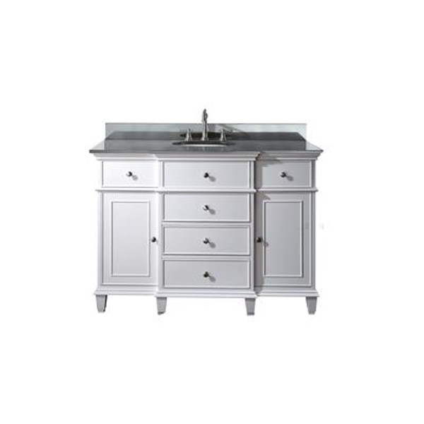 Windsor 48 Inch Vanity with Black Granite Top And Sink in White Finish (Faucet not included)