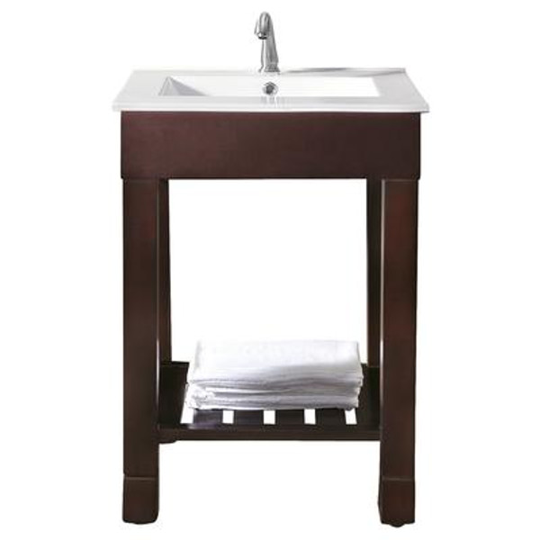 Loft 24 Inch Vanity Only in Dark Walnut Finish (Faucet not included)