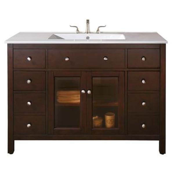 Lexington 48 Inch Vanity with Integrated VC Top in Light Espresso Finish (Faucet not included)