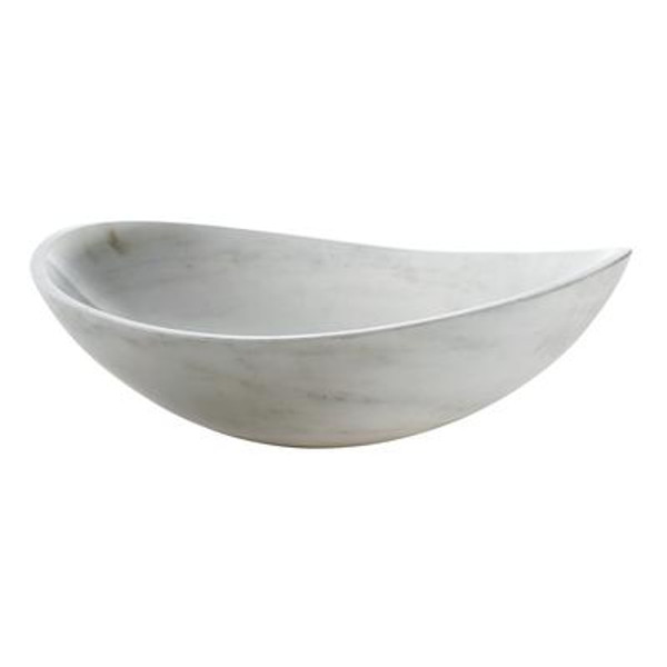 Oval Stone Vessel in White Marble