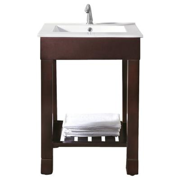 Loft 24 Inch Vanity with Integrated VC Top in Dark Walnut Finish (Faucet not included)