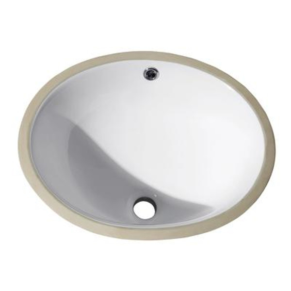 Undermount 16 Inch Oval Vitreous China Ceramic Sink in White