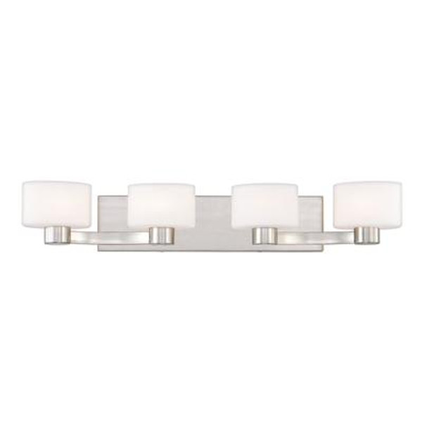 Monroe 4 Light Brushed Nickel Halogen Vanity with an Opal Etched Shade