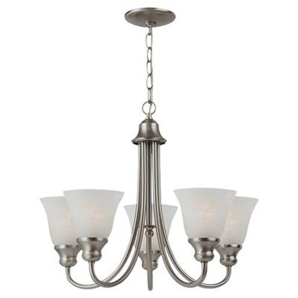 5 Light Brushed Nickel Fluorescent Chandelier