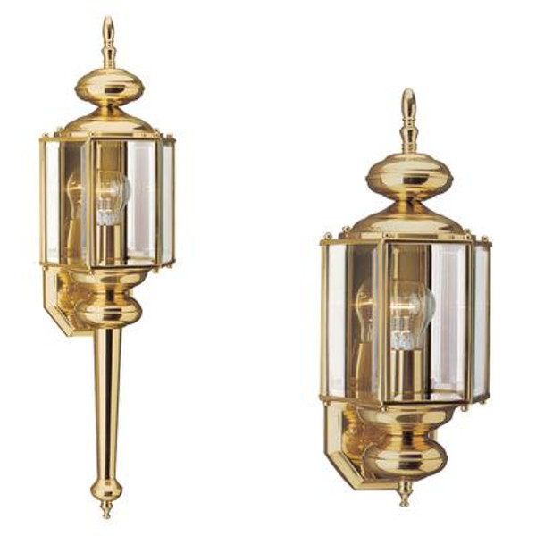 1 Light Polished Brass Incandescent Outdoor Wall Lantern