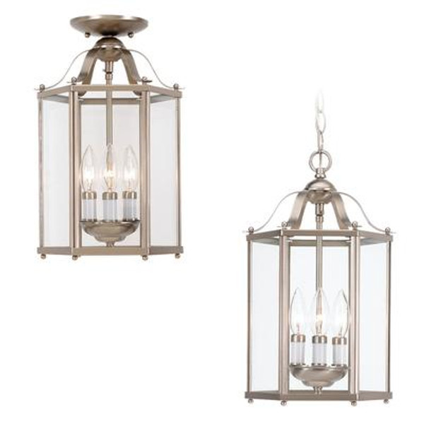 3 Light Brushed Nickel Incandescent Foyer Pendant