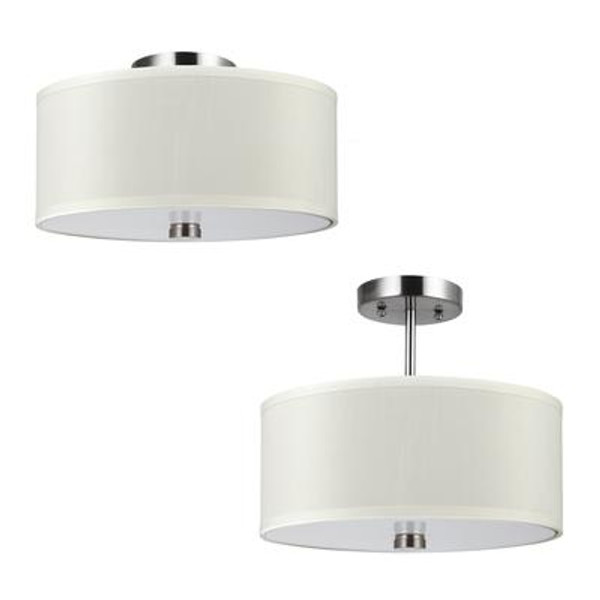 2 Light Brushed Nickel Incandescent Semi-Flush