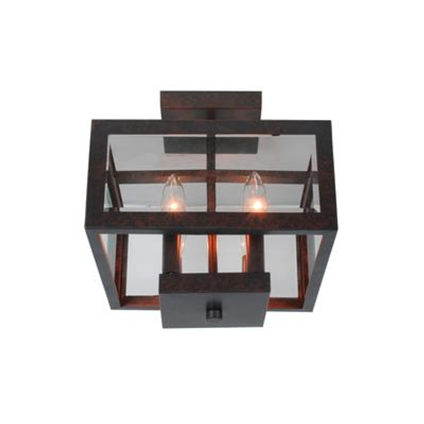 4-Light Oil Rubbed Bronze Tallarook Panel Glass Semi-Flush Mount