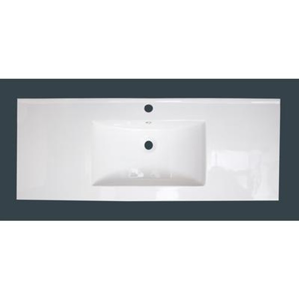 48 Inch x 18 Inch White Ceramic Top with Single Hole