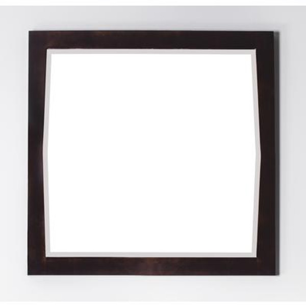 34 Inch x 34 Inch Square Wood Framed Mirror in Antique Walnut Finish