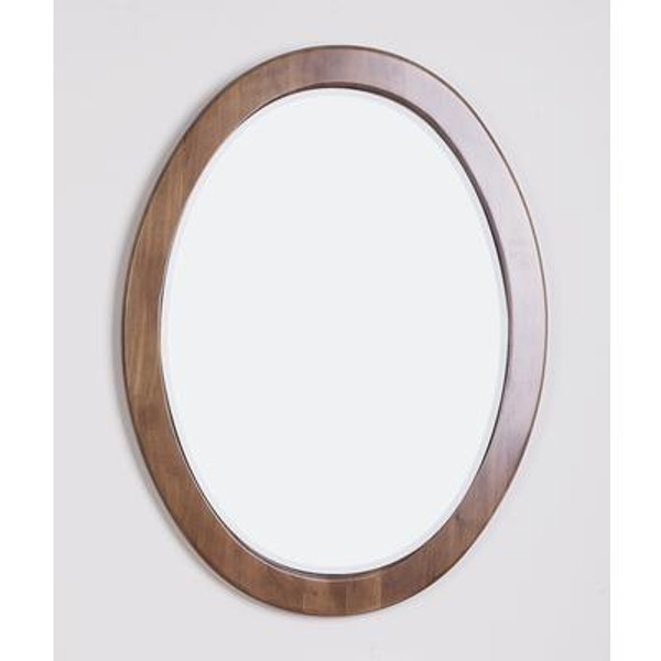 24 Inch x 32 Inch Oval Wood Framed Mirror in Antique Cherry Finish