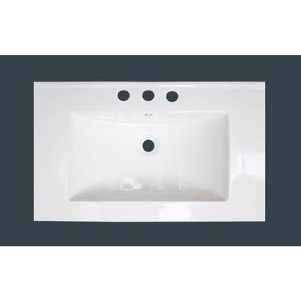 32 Inch x 18 Inch White Ceramic Top with 8 Inch Centers